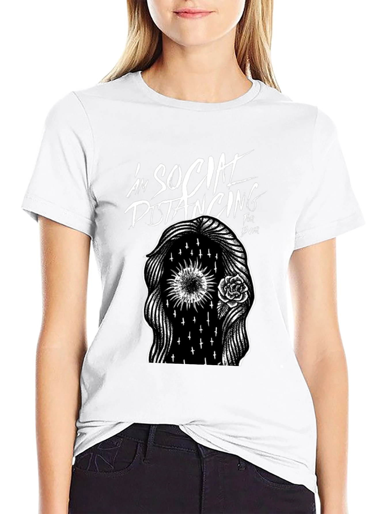 Social Distancing Forever Black Graphic Tee
