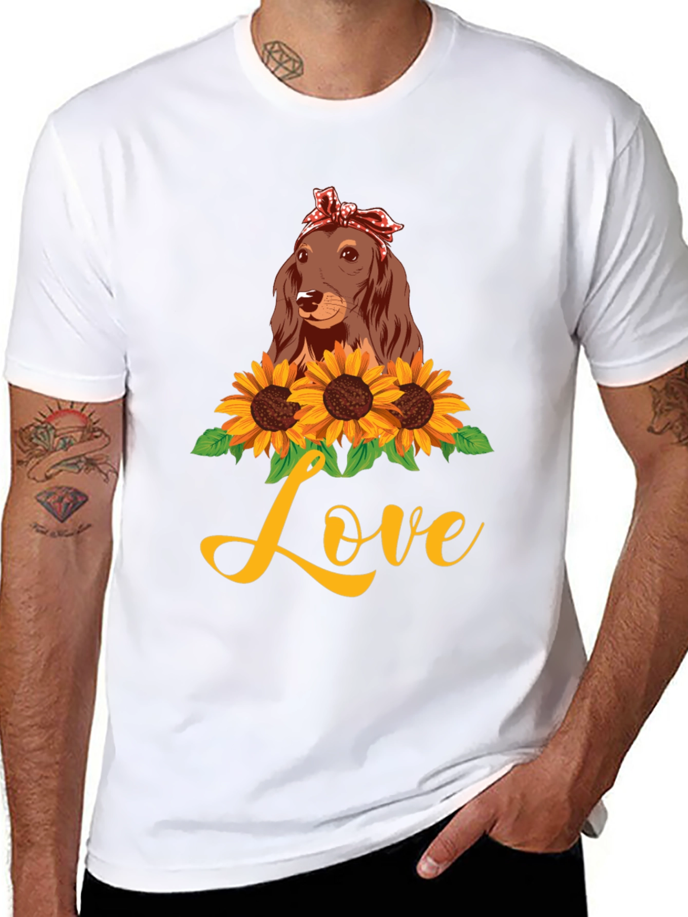 Dachshund Sunflower Love Graphic Tee