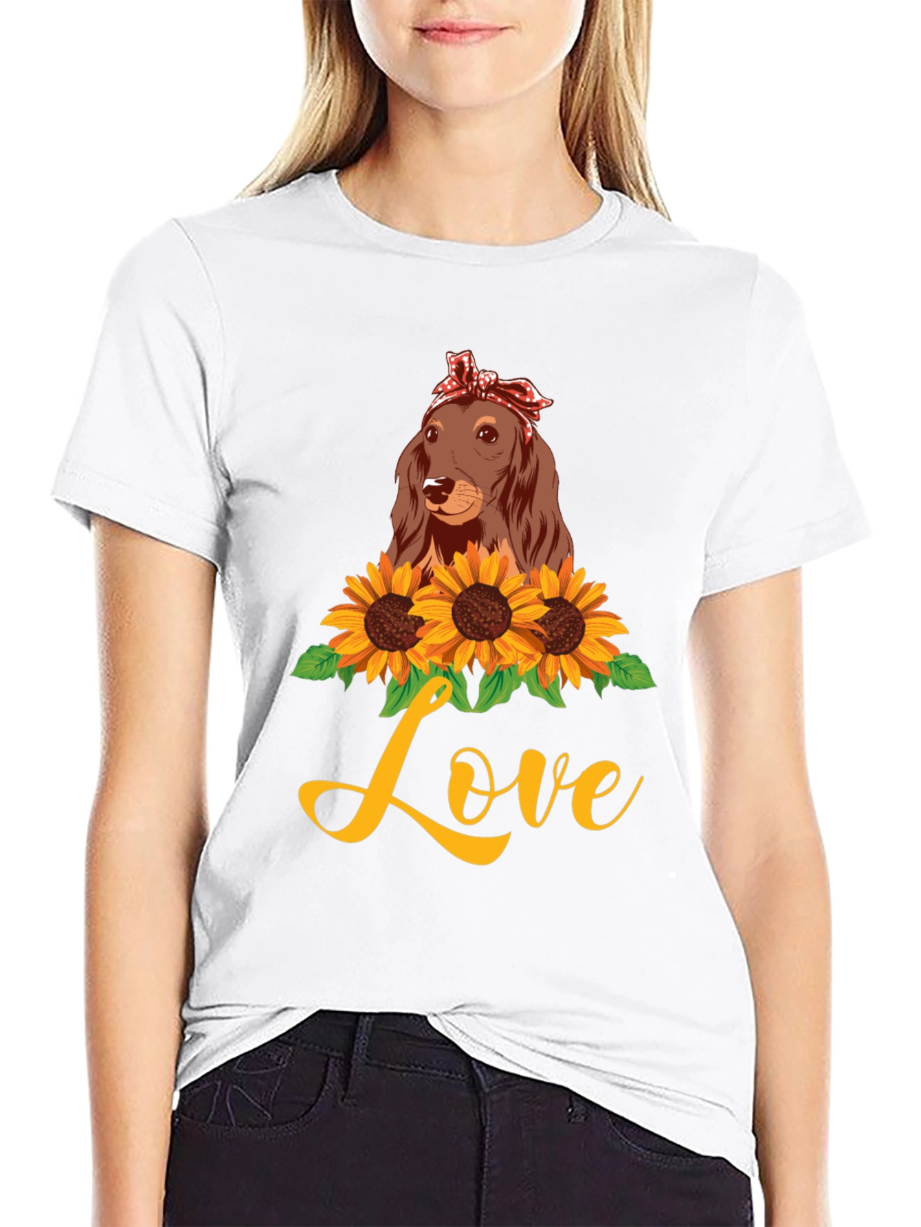 Dachshund Sunflower Love Graphic Tee