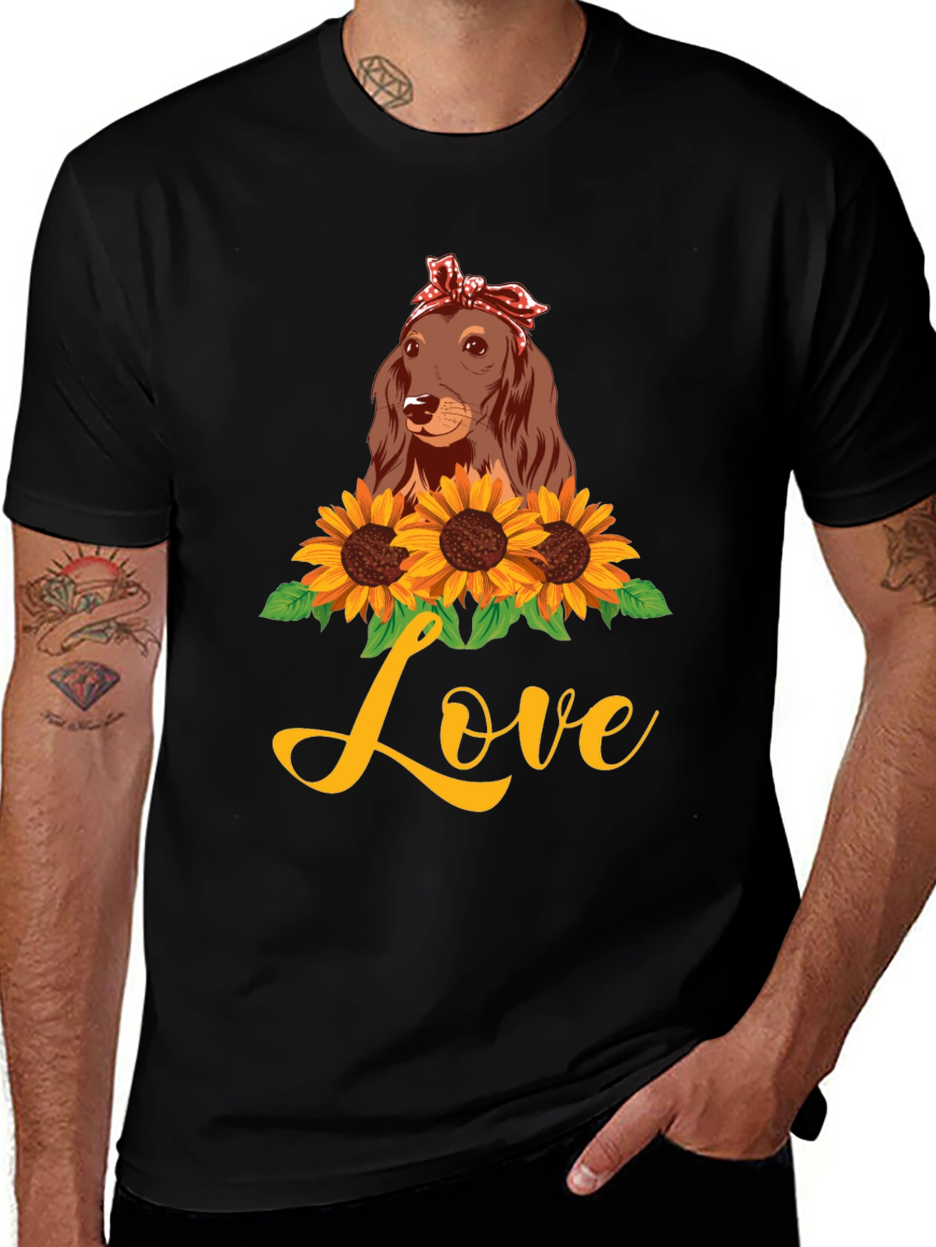 Dachshund Sunflower Love Graphic Tee