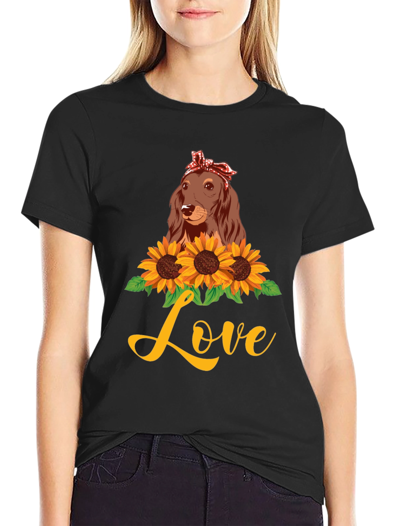 Dachshund Sunflower Love Graphic Tee