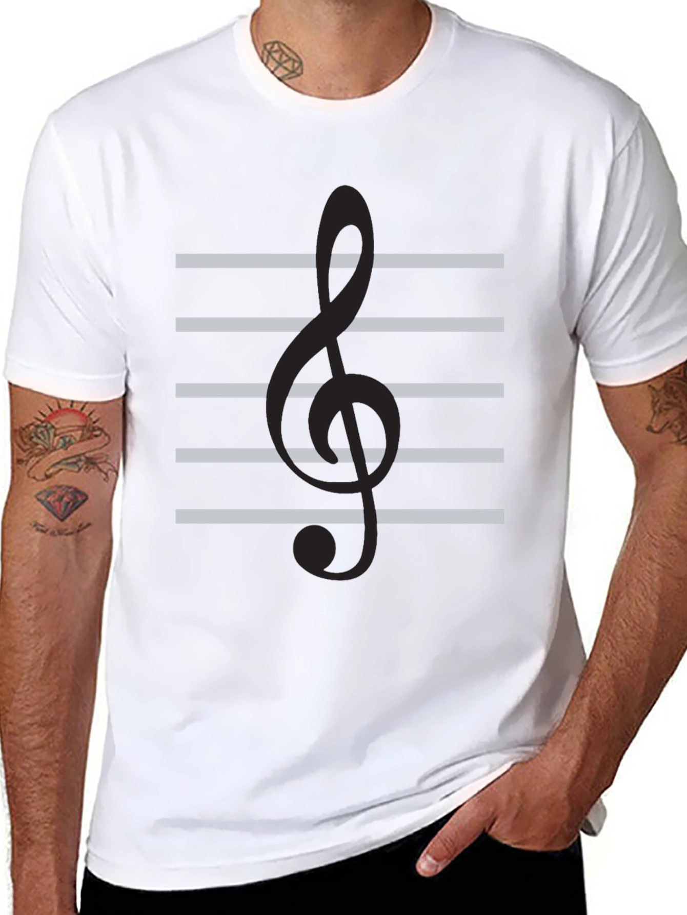 Musical Clef Graphic Tee - Black Cotton Comfort