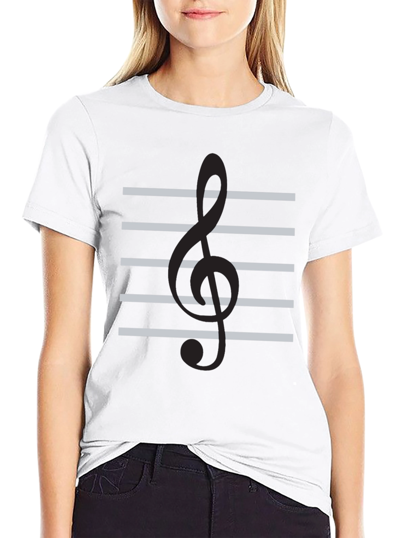 Musical Clef Graphic Tee - Black Cotton Comfort
