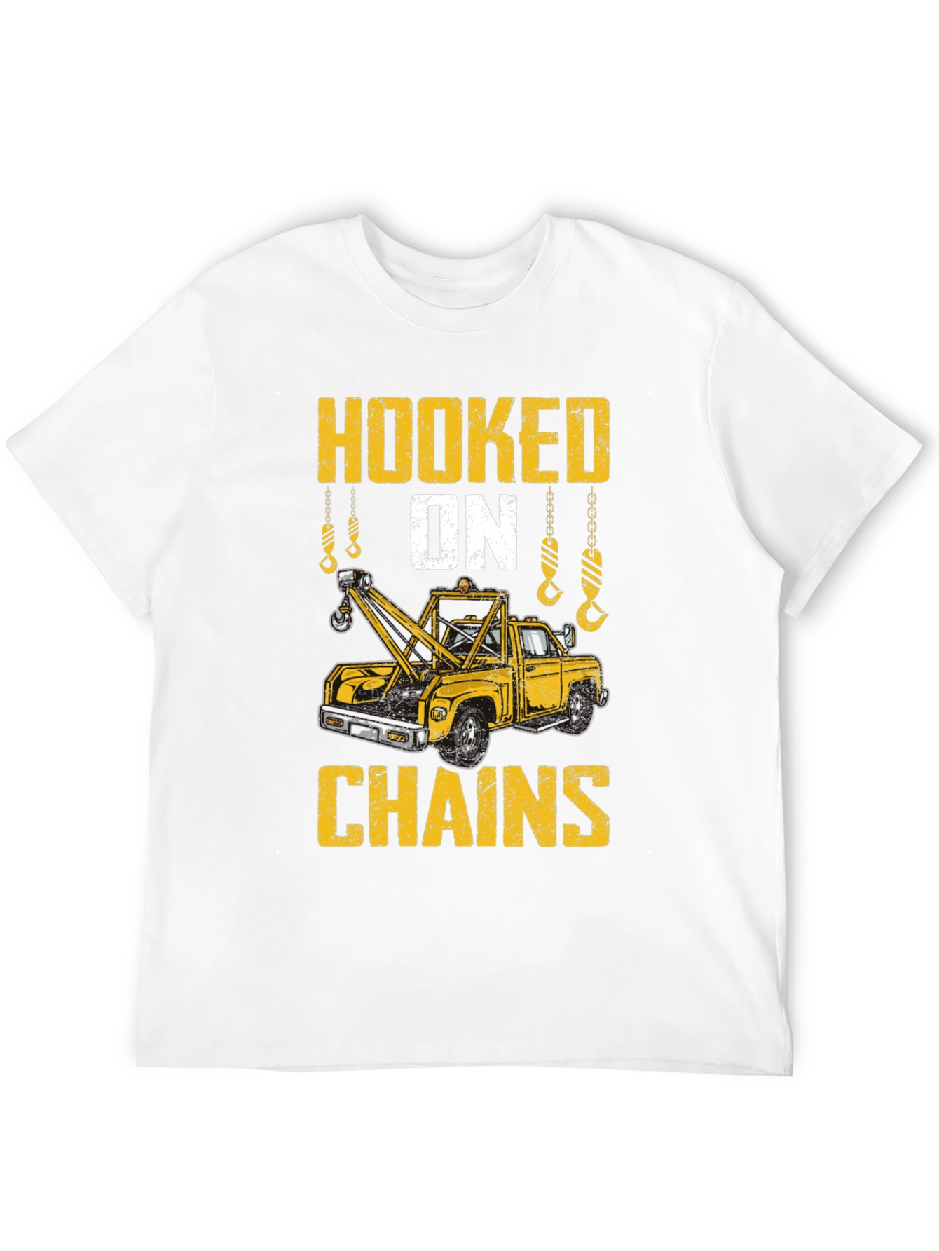 Hooked on Chains Tow Truck Graphic T-Shirt
