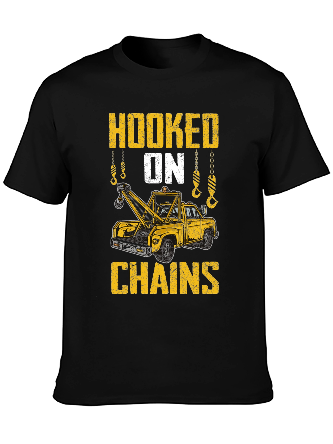 Hooked on Chains Tow Truck Graphic T-Shirt