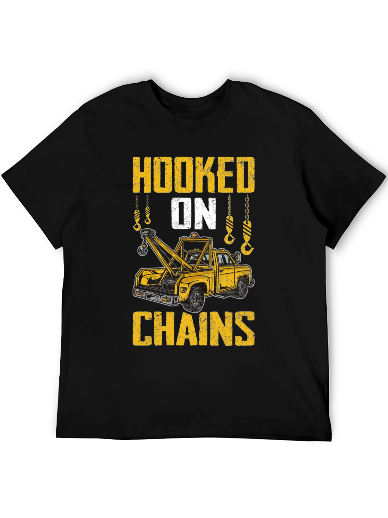 Hooked on Chains Tow Truck Graphic T-Shirt