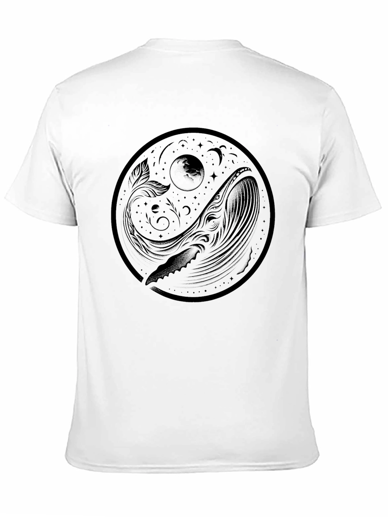 Yin Yang Whale Graphic Black Tee