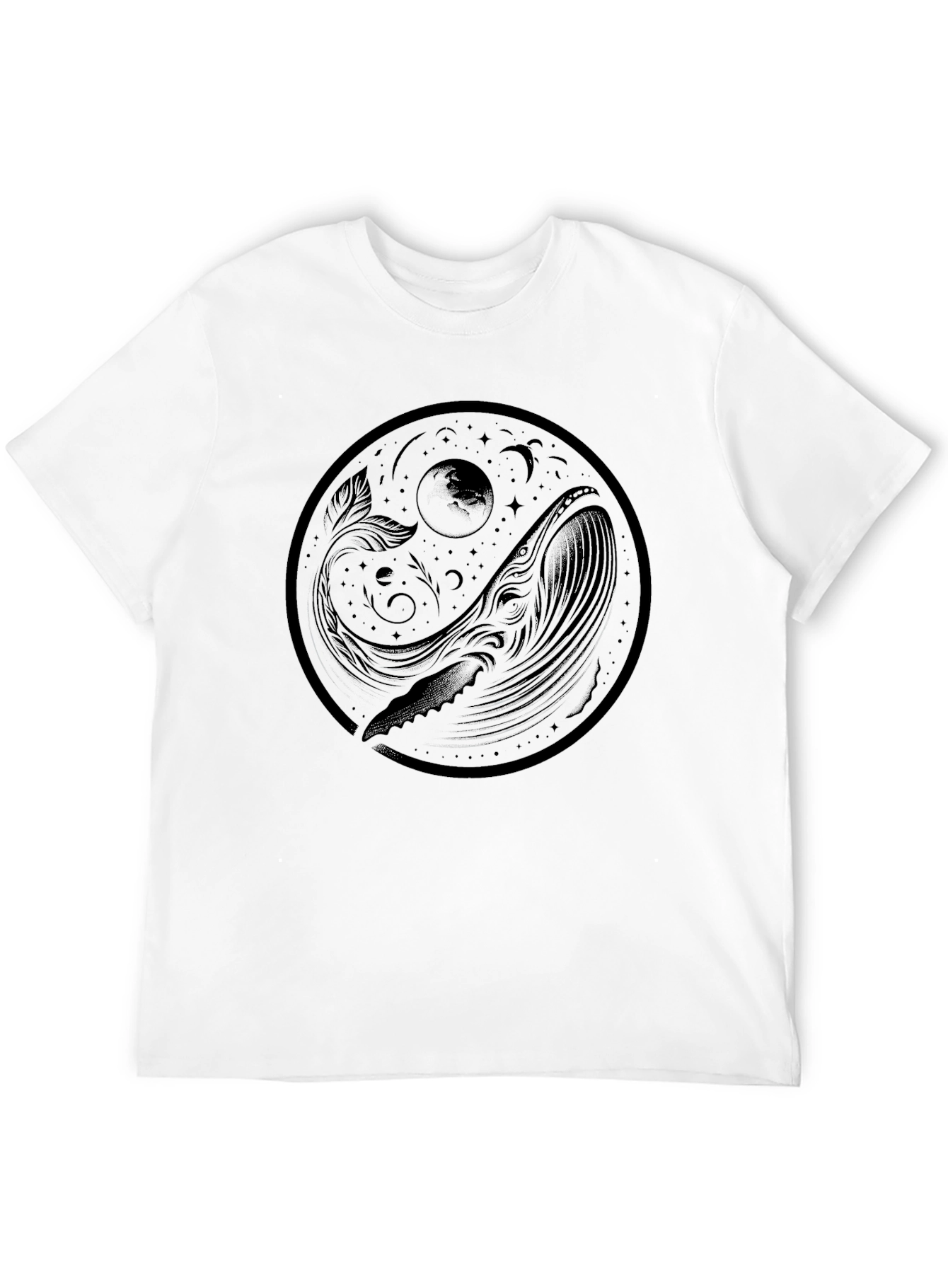 Yin Yang Whale Graphic Black Tee