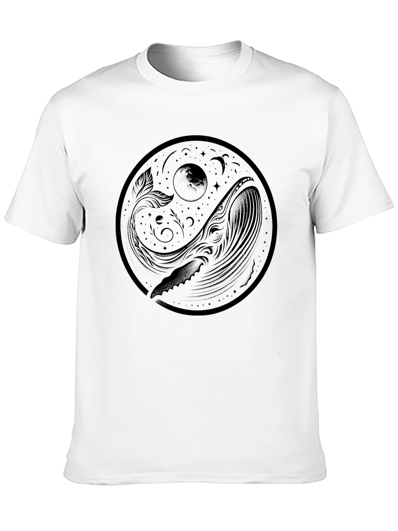 Yin Yang Whale Graphic Black Tee