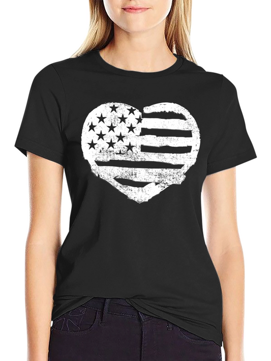 American Flag Heart Graphic T-Shirt - Patriotic Tee
