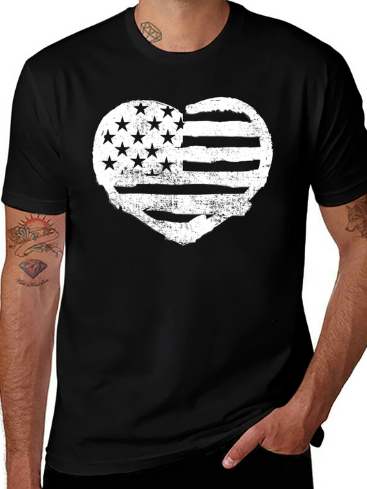 American Flag Heart Graphic T-Shirt - Patriotic Tee