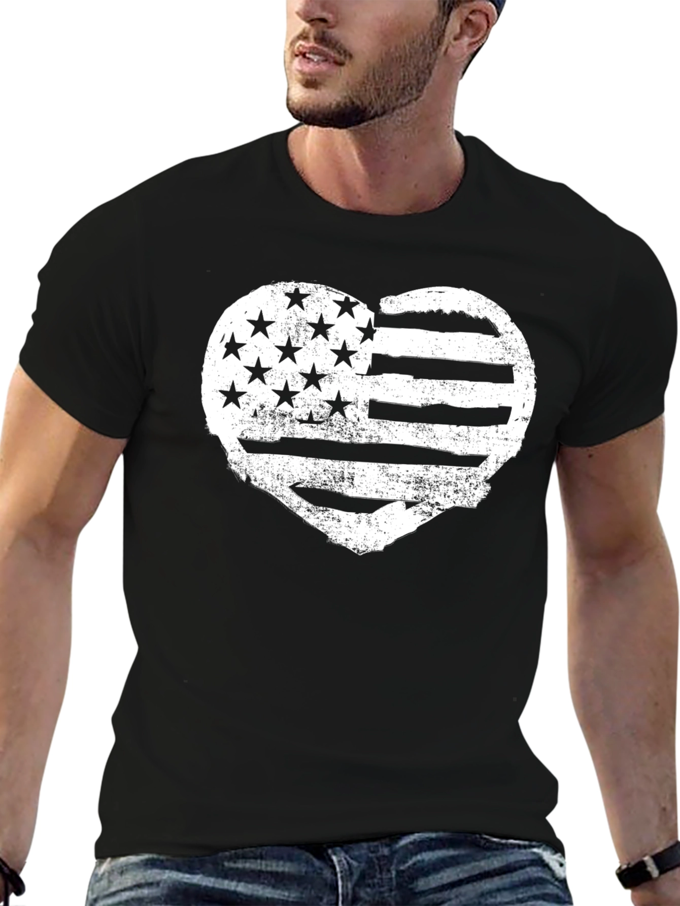American Flag Heart Graphic T-Shirt - Patriotic Tee