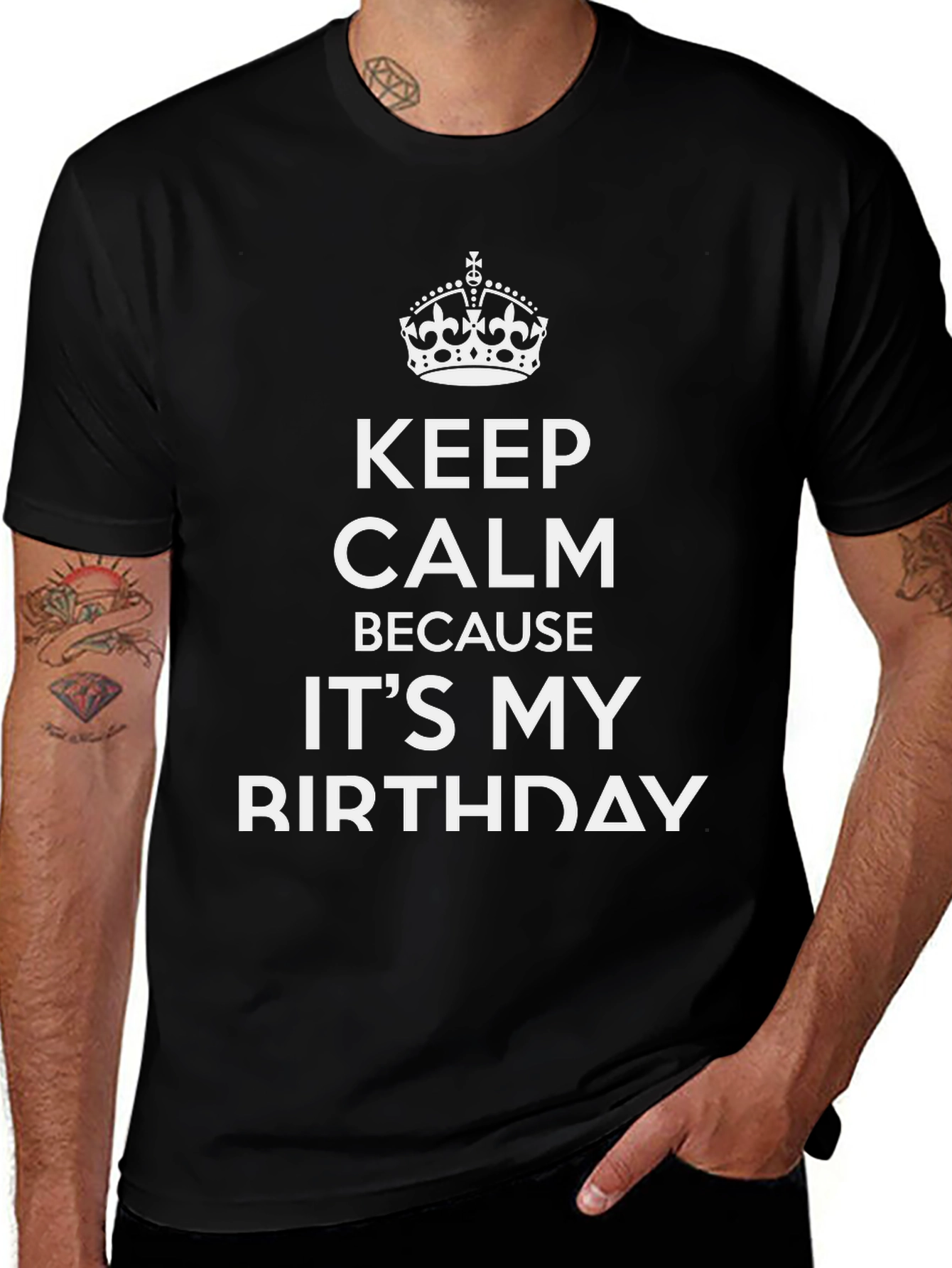 Keep Calm Its My Birthday Black Graphic Tee