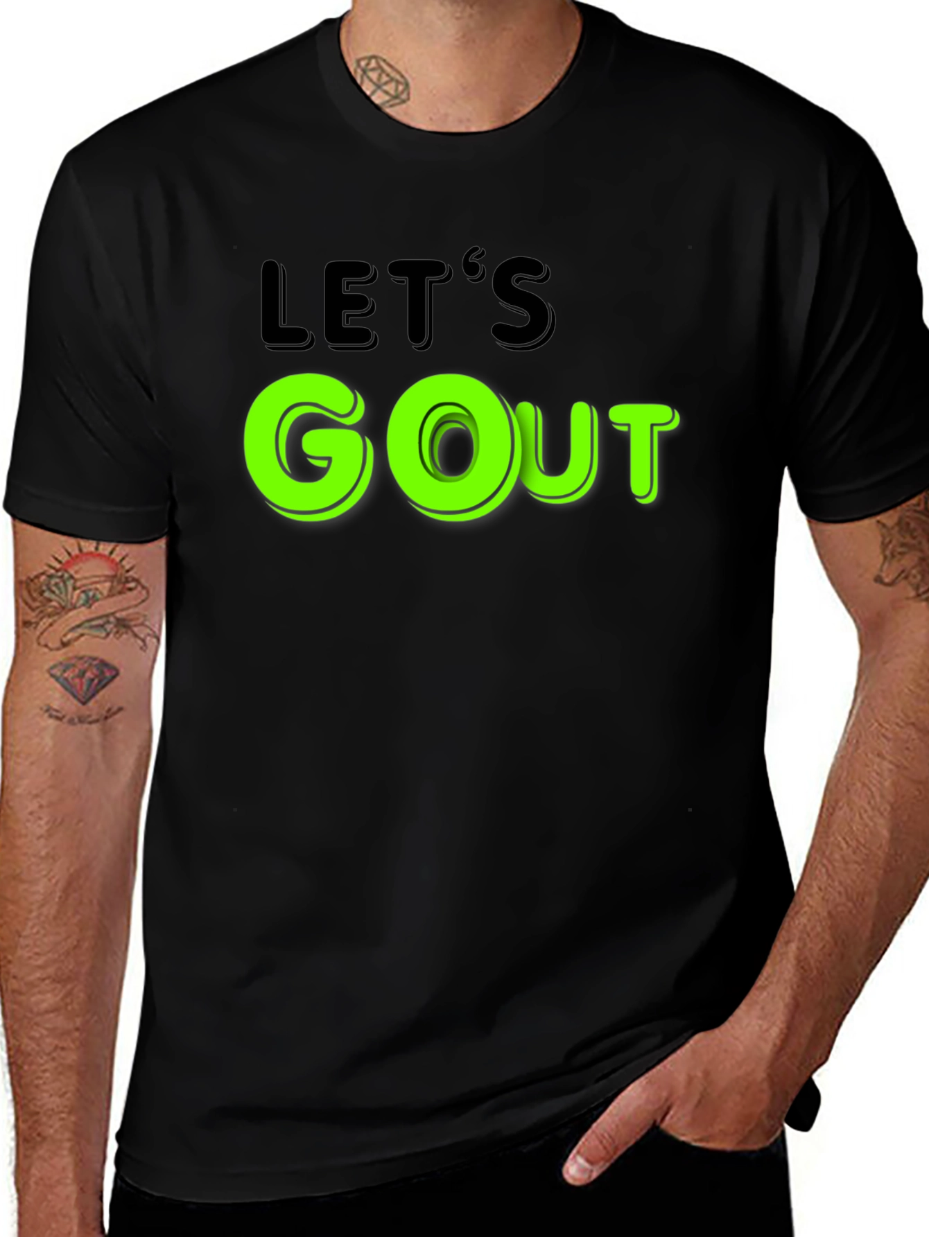 Lets GO Out Black Graphic Tee