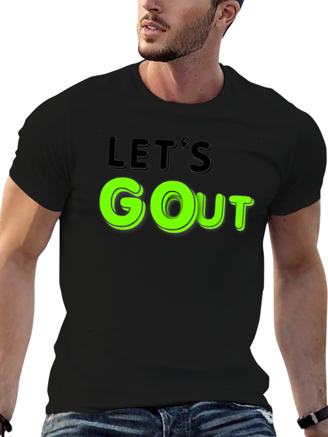 Lets GO Out Black Graphic Tee