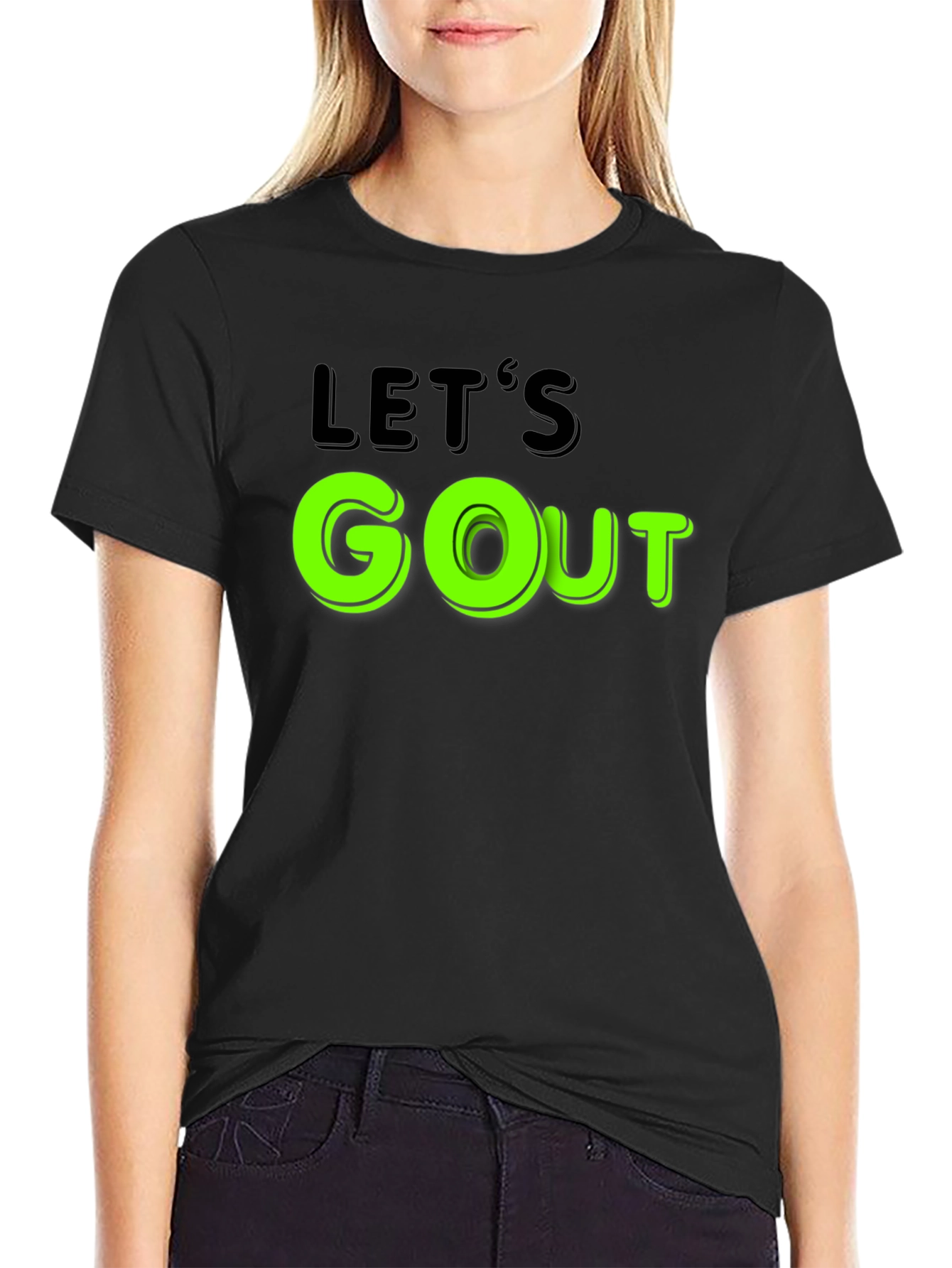 Lets GO Out Black Graphic Tee