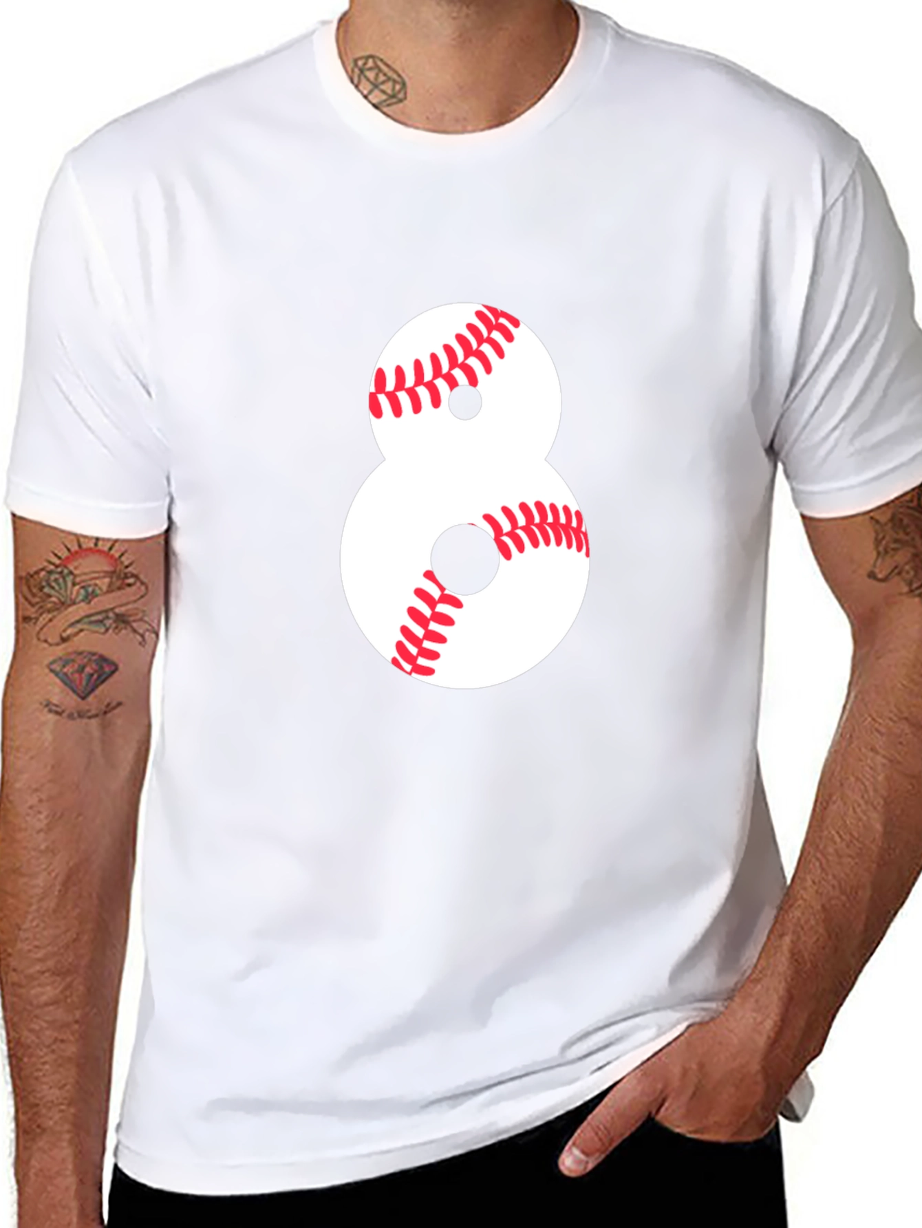 Baseball Number 8 Black T-Shirt