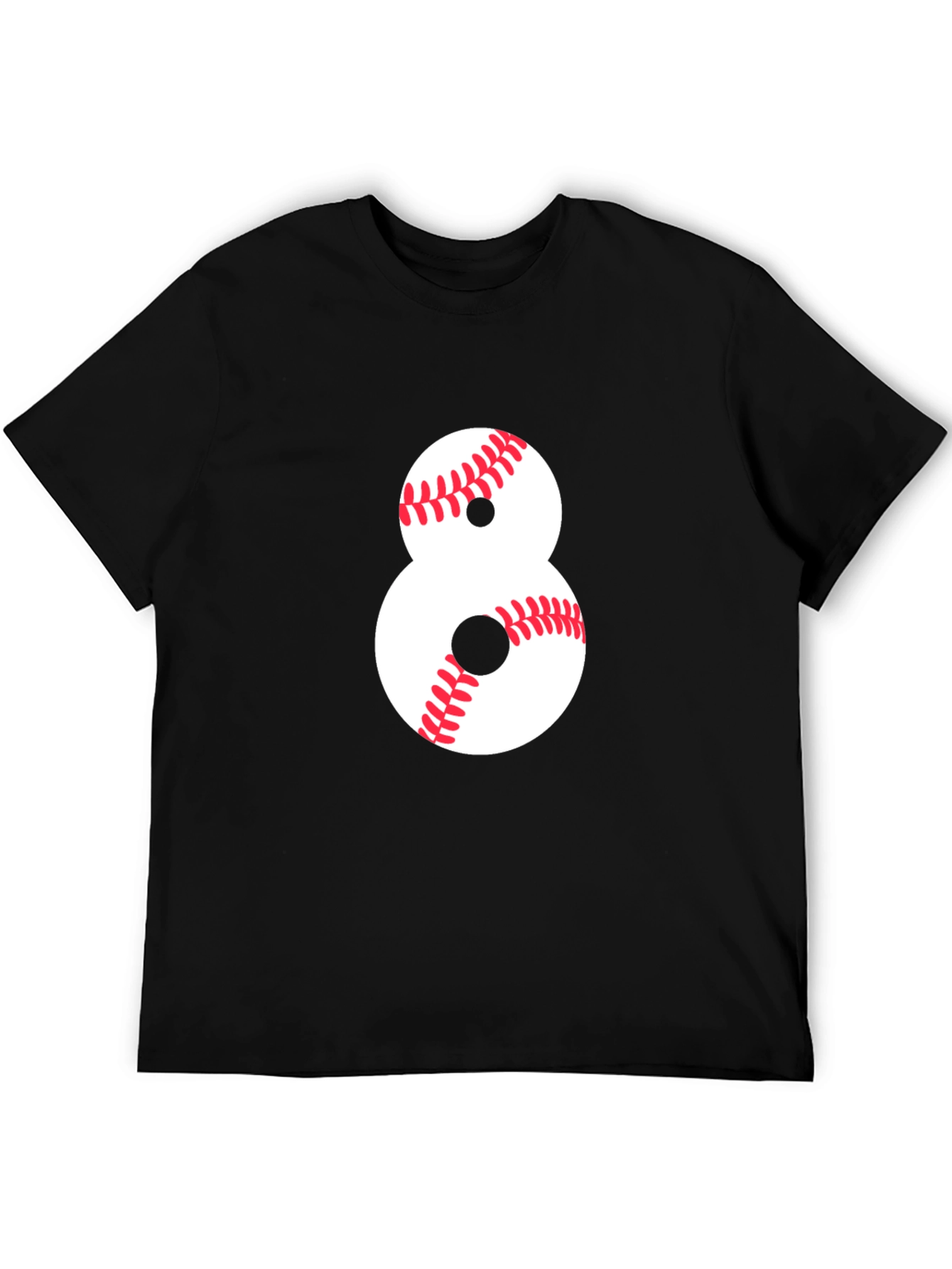 Baseball Number 8 Black T-Shirt