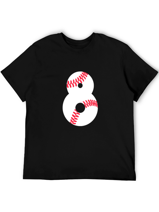 Baseball Number 8 Black T-Shirt
