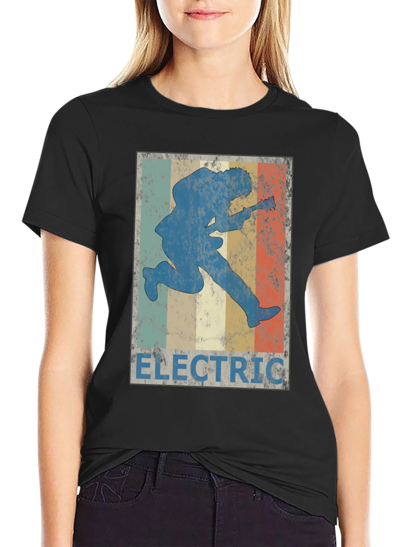 Electric Guitar Player T-Shirt Retro Design