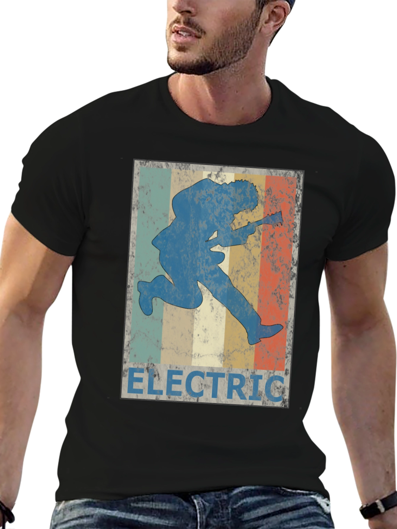 Electric Guitar Player T-Shirt Retro Design