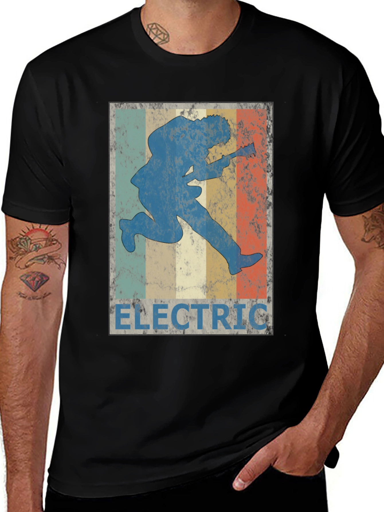 Electric Guitar Player T-Shirt Retro Design