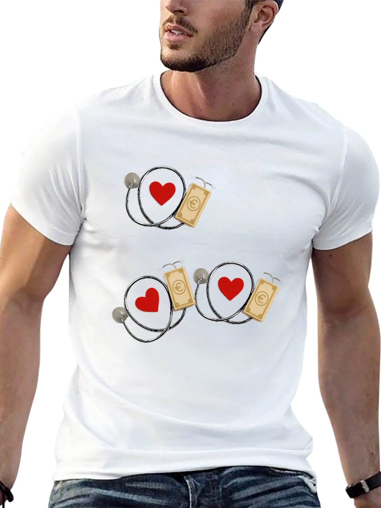 Heart and Money Stethoscope Graphic Tee