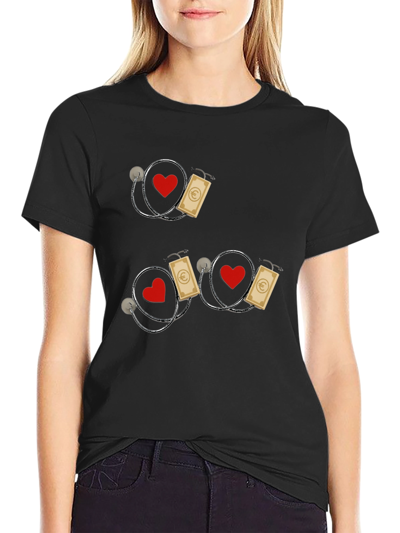 Heart and Money Stethoscope Graphic Tee