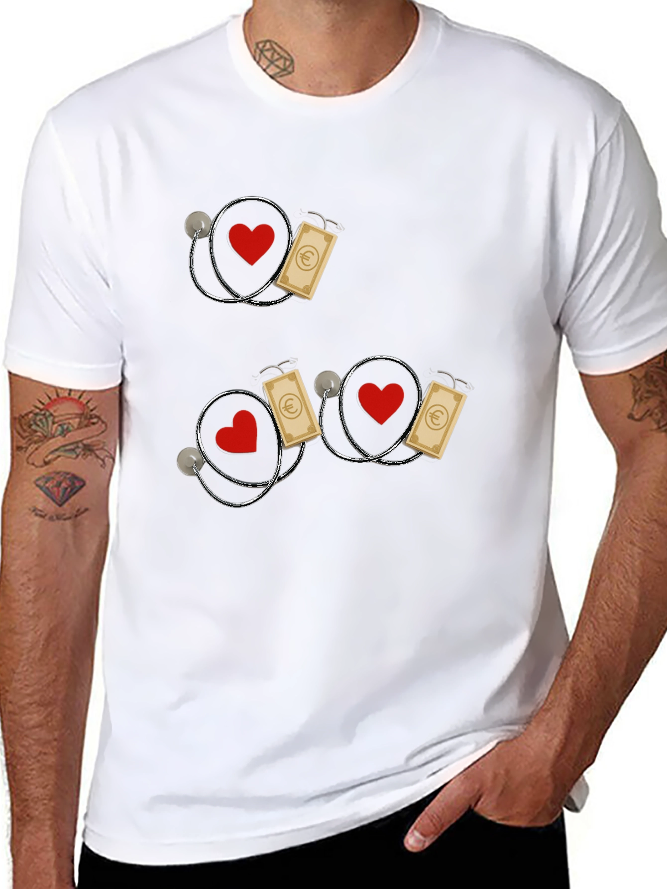 Heart and Money Stethoscope Graphic Tee