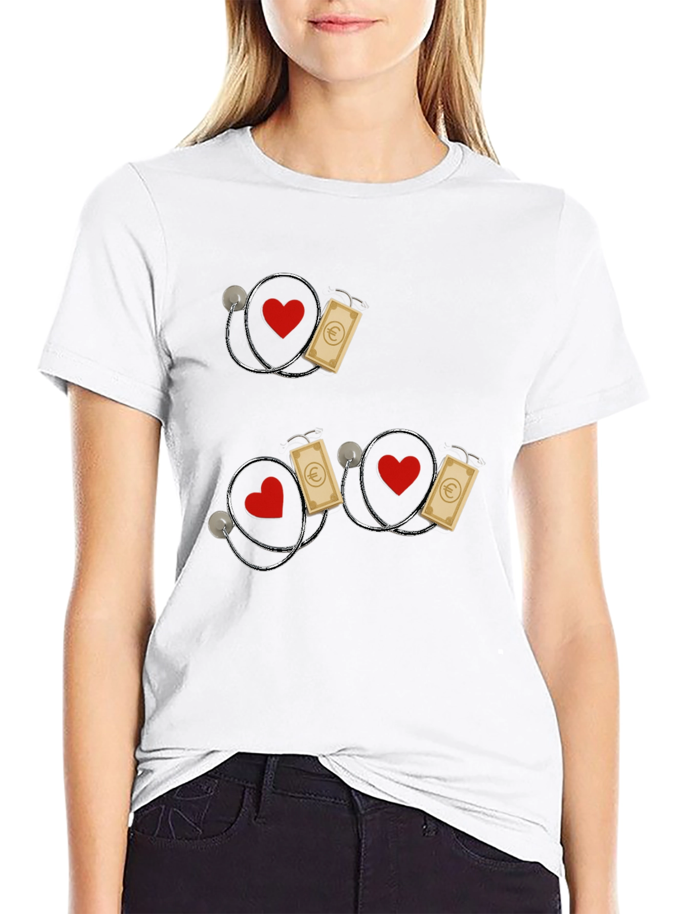 Heart and Money Stethoscope Graphic Tee