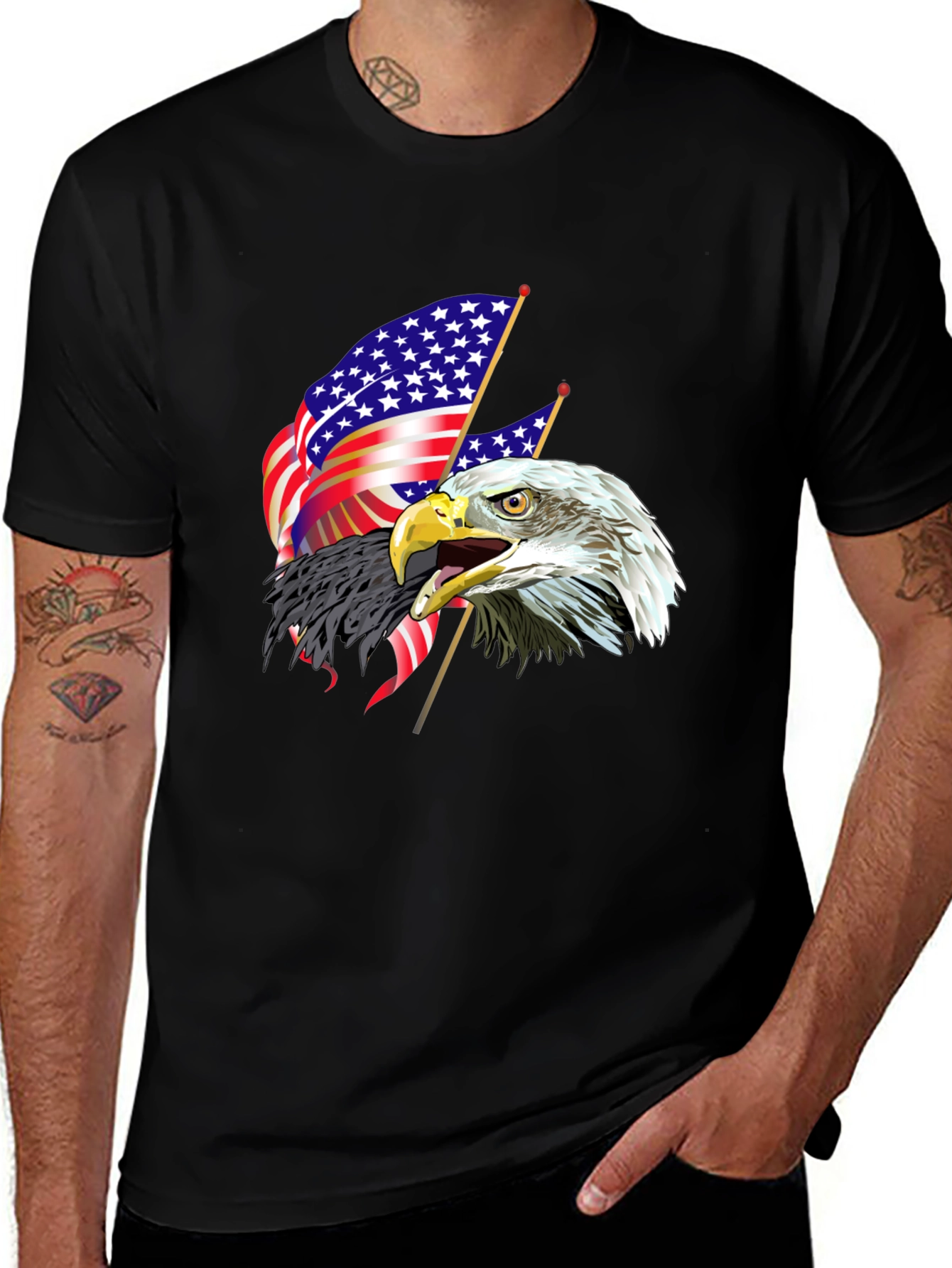 Patriotic Eagle USA Flag Graphic Print T-Shirt