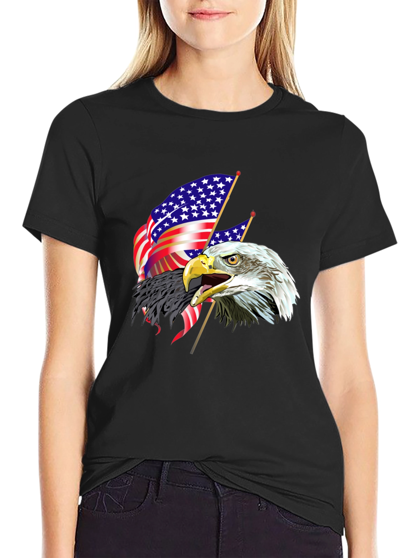 Patriotic Eagle USA Flag Graphic Print T-Shirt