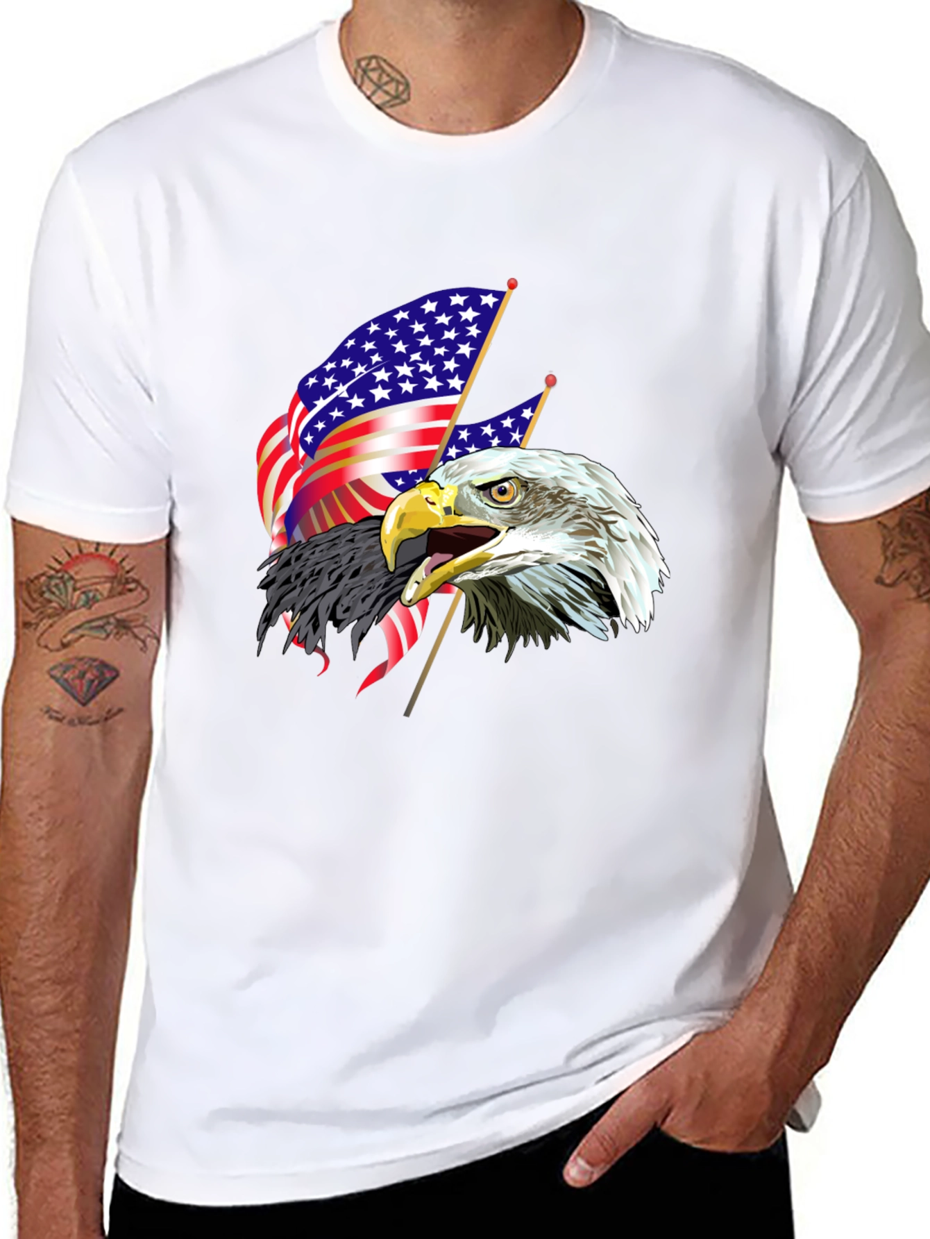 Patriotic Eagle USA Flag Graphic Print T-Shirt