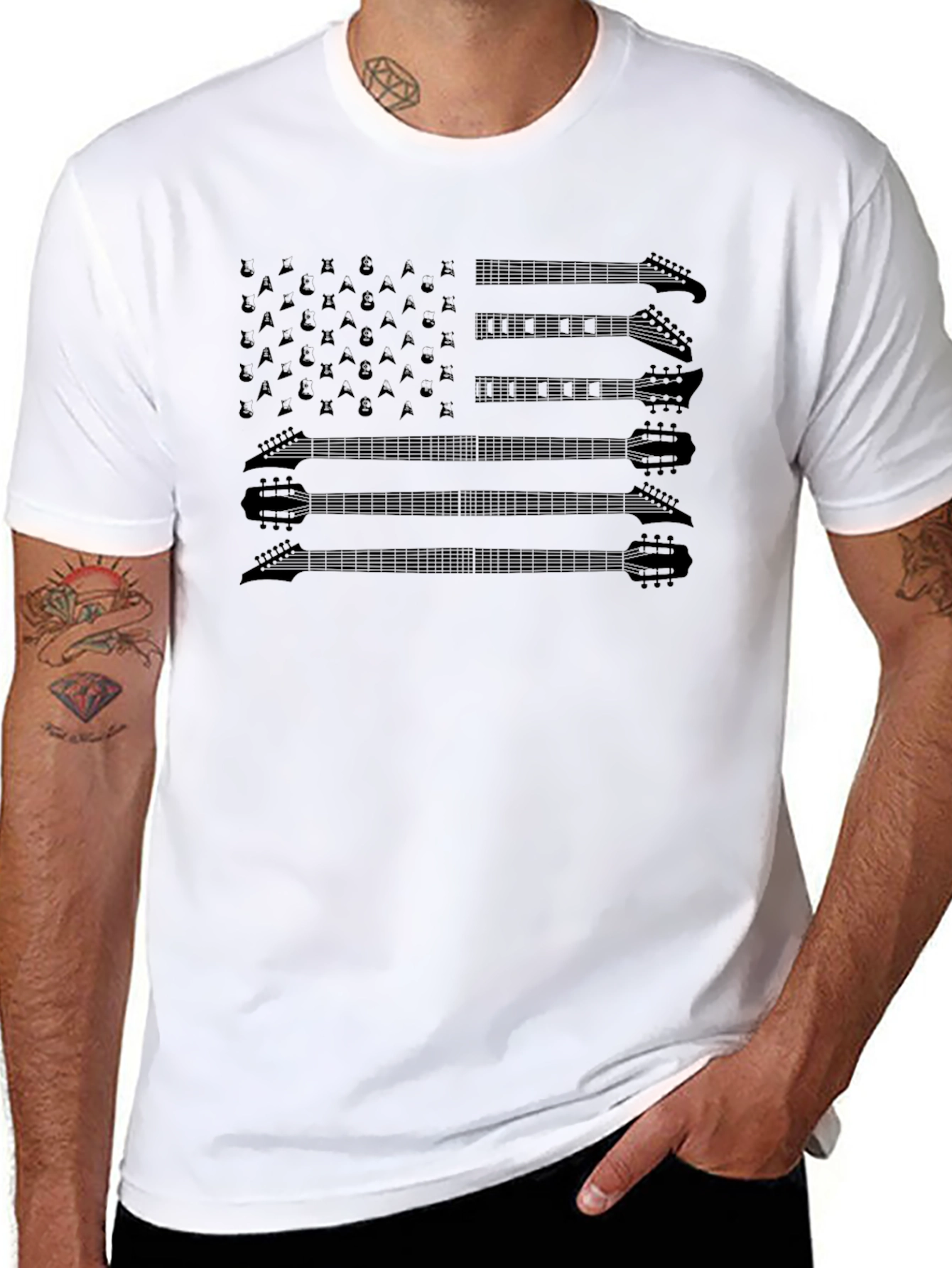 Guitar American Flag Graphic T-Shirt