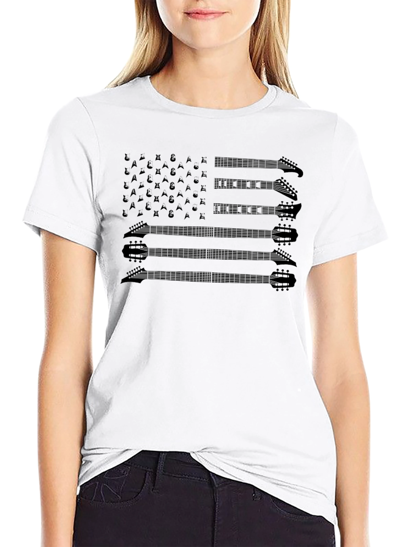 Guitar American Flag Graphic T-Shirt
