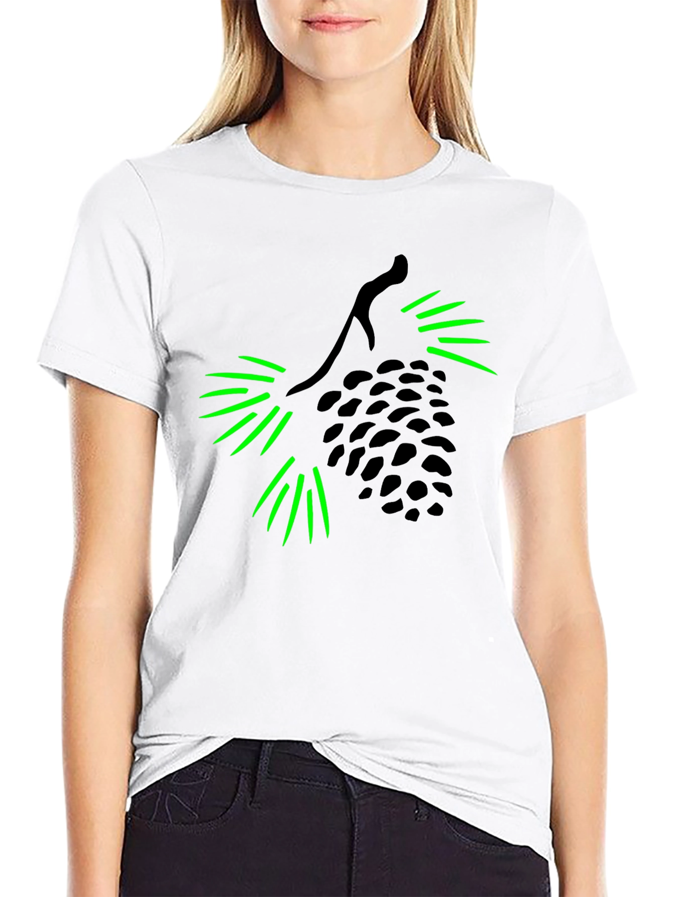 Pine Cone Graphic Tee - Black Cotton