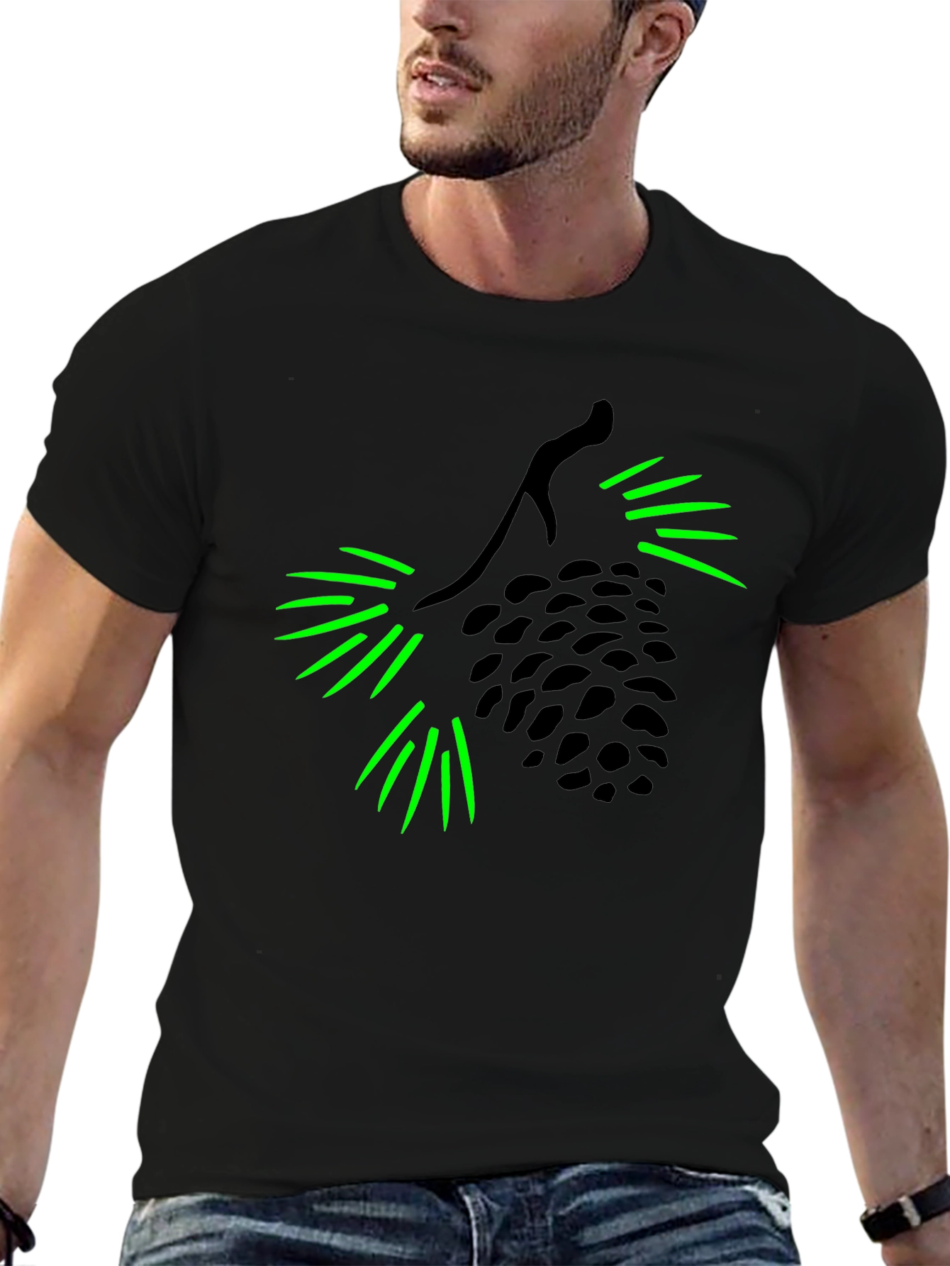 Pine Cone Graphic Tee - Black Cotton