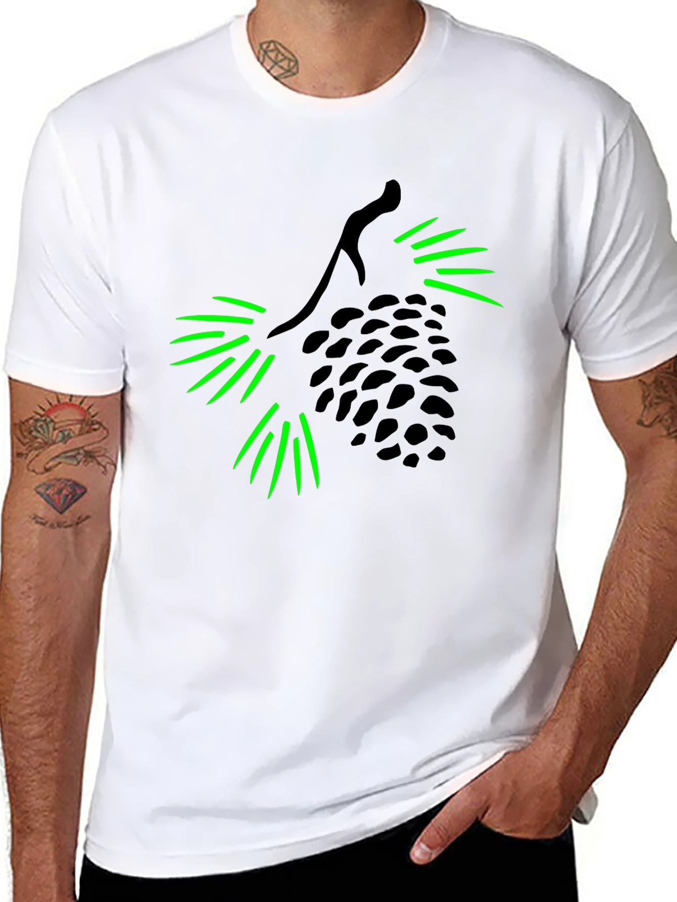 Pine Cone Graphic Tee - Black Cotton