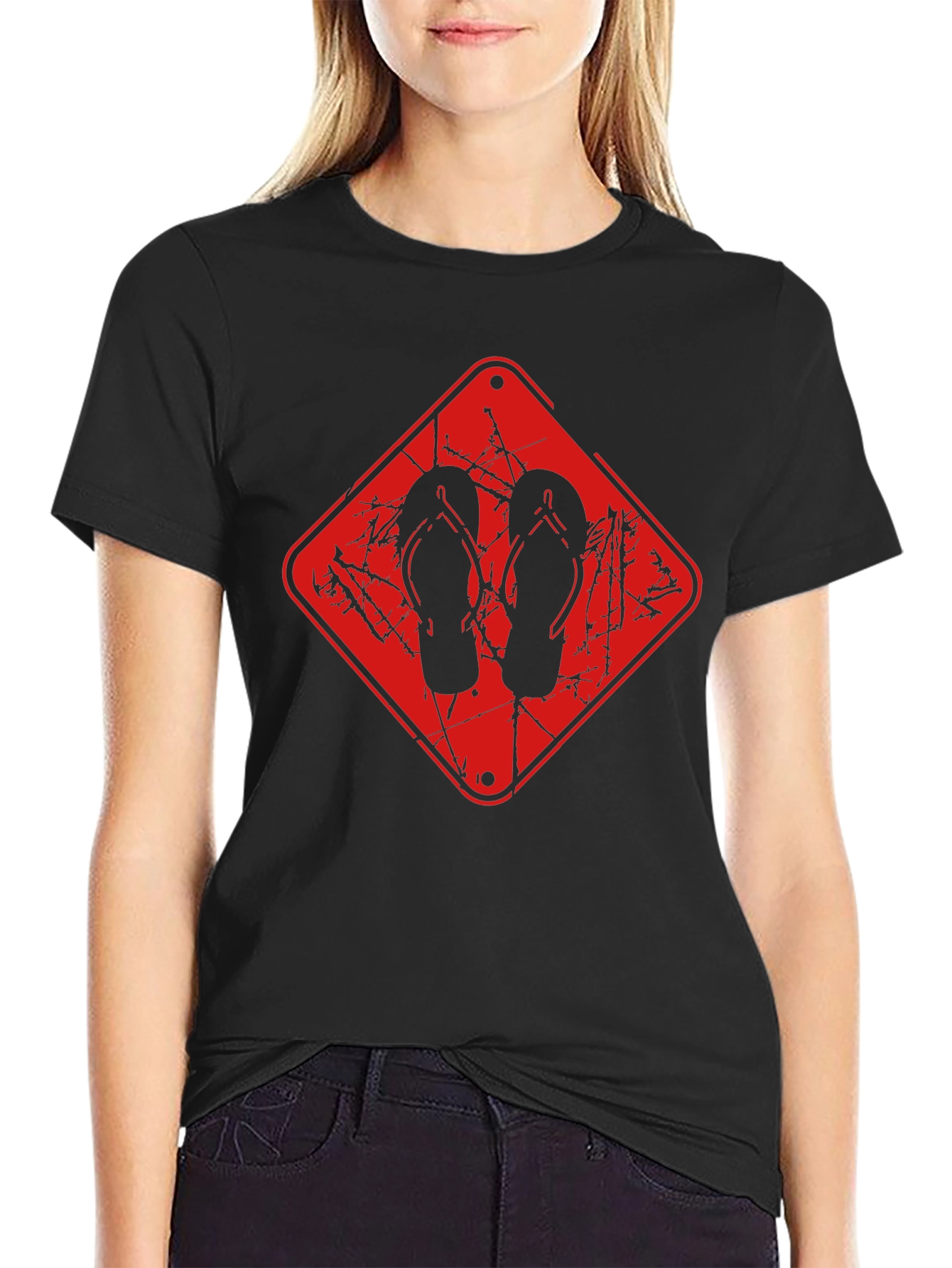 Flip Flop Graphic Tee - Black Casual Comfort