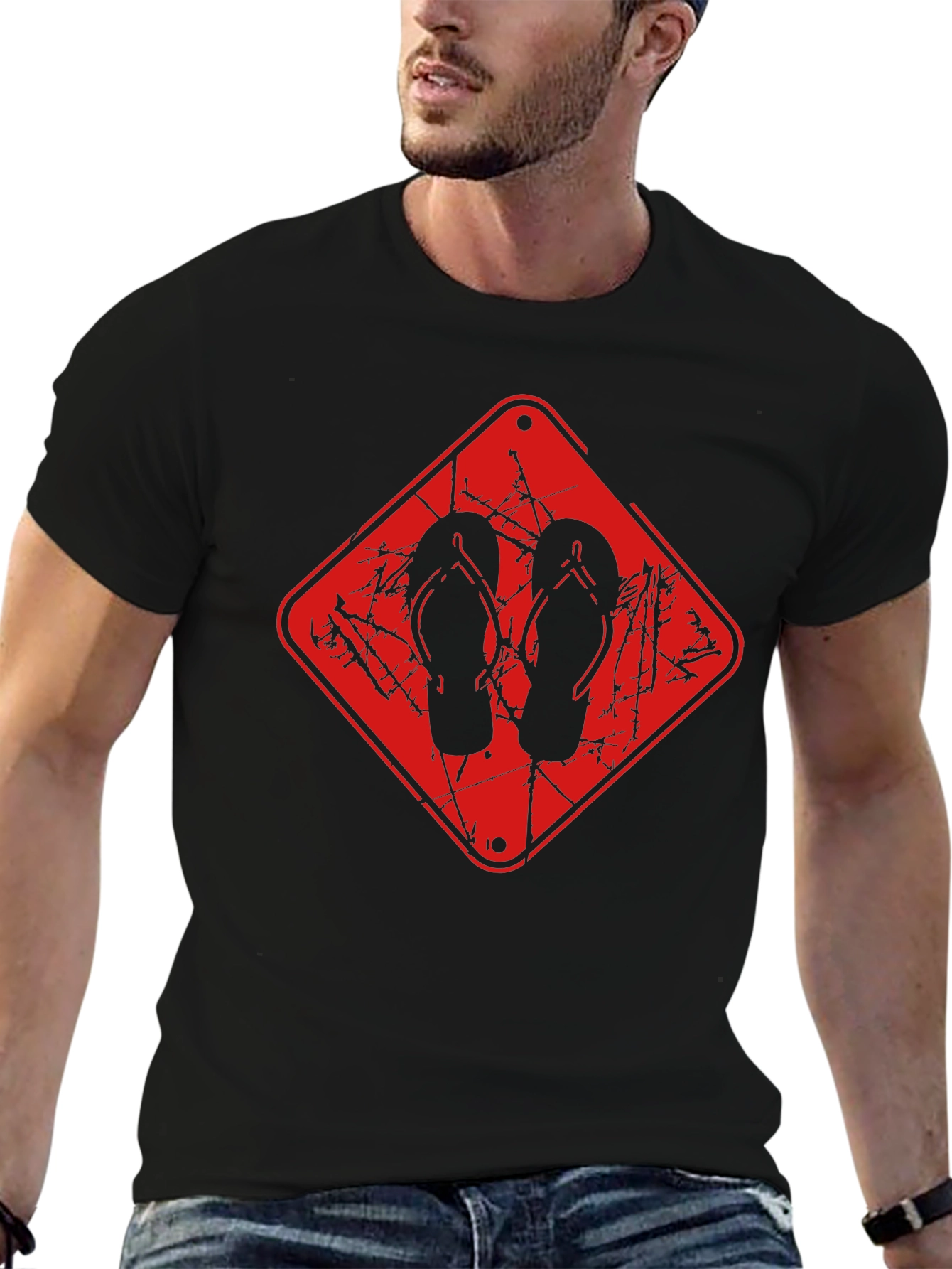 Flip Flop Graphic Tee - Black Casual Comfort