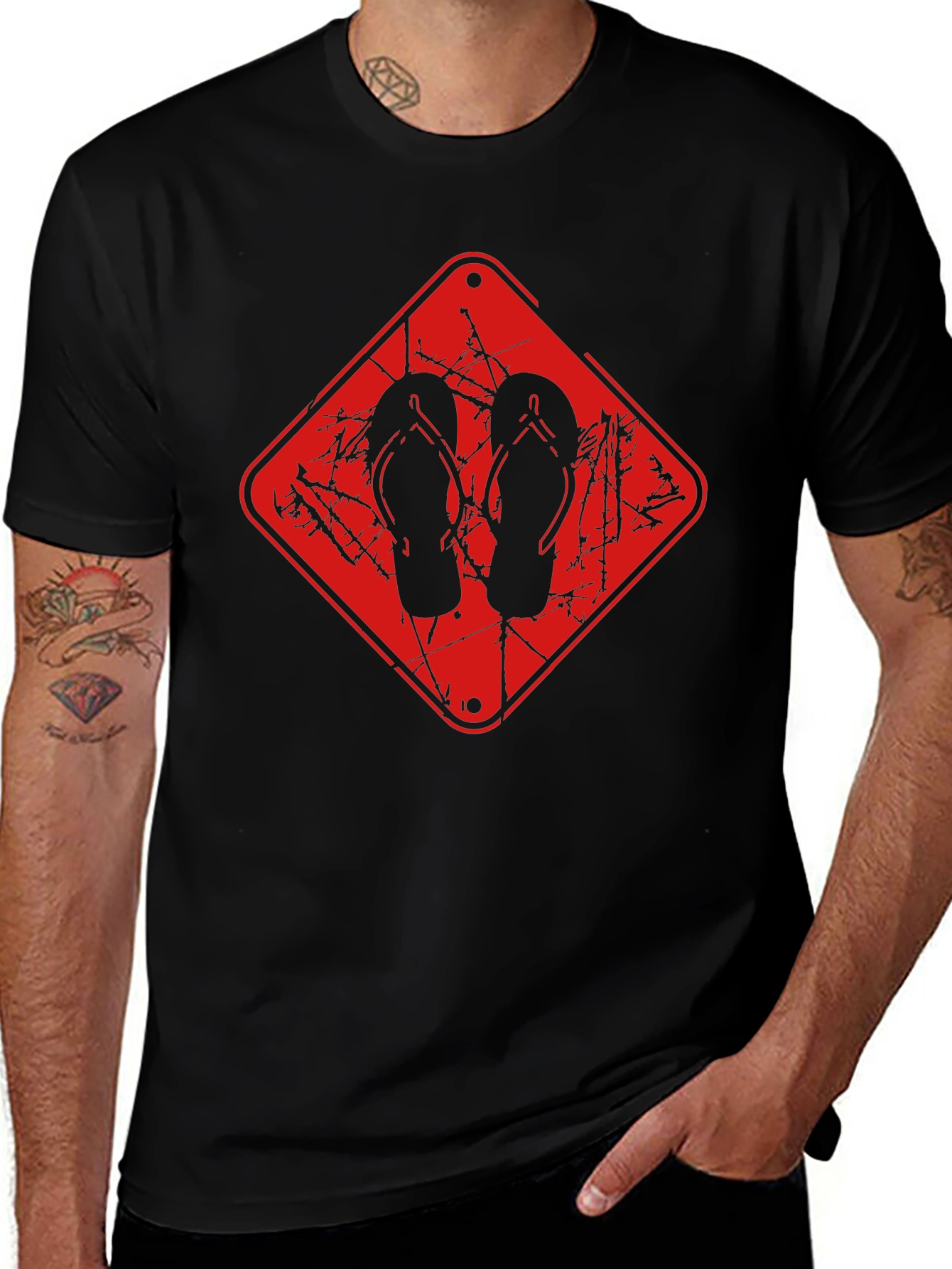Flip Flop Graphic Tee - Black Casual Comfort