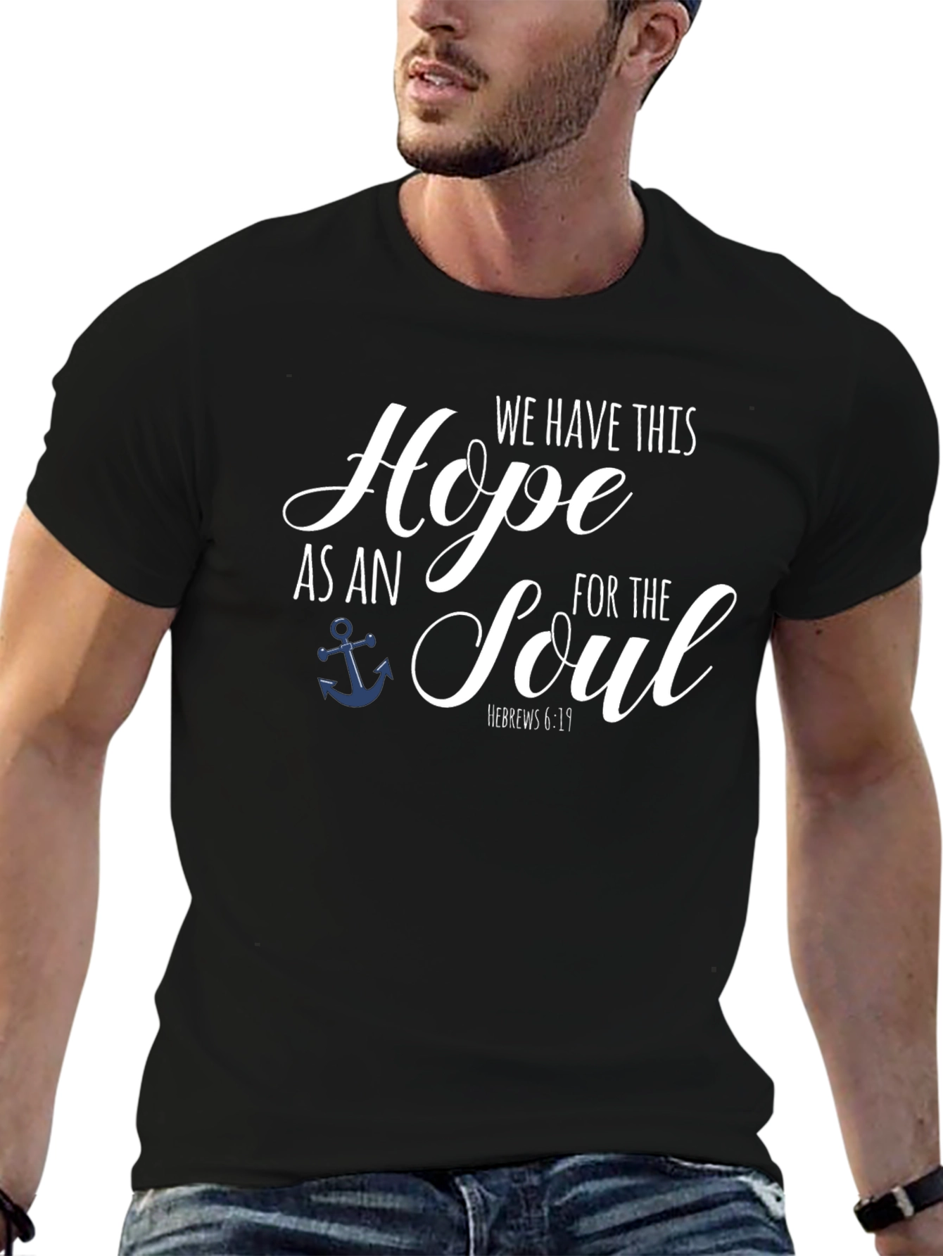 Hope Anchor Soul Bible Verse Black T-Shirt