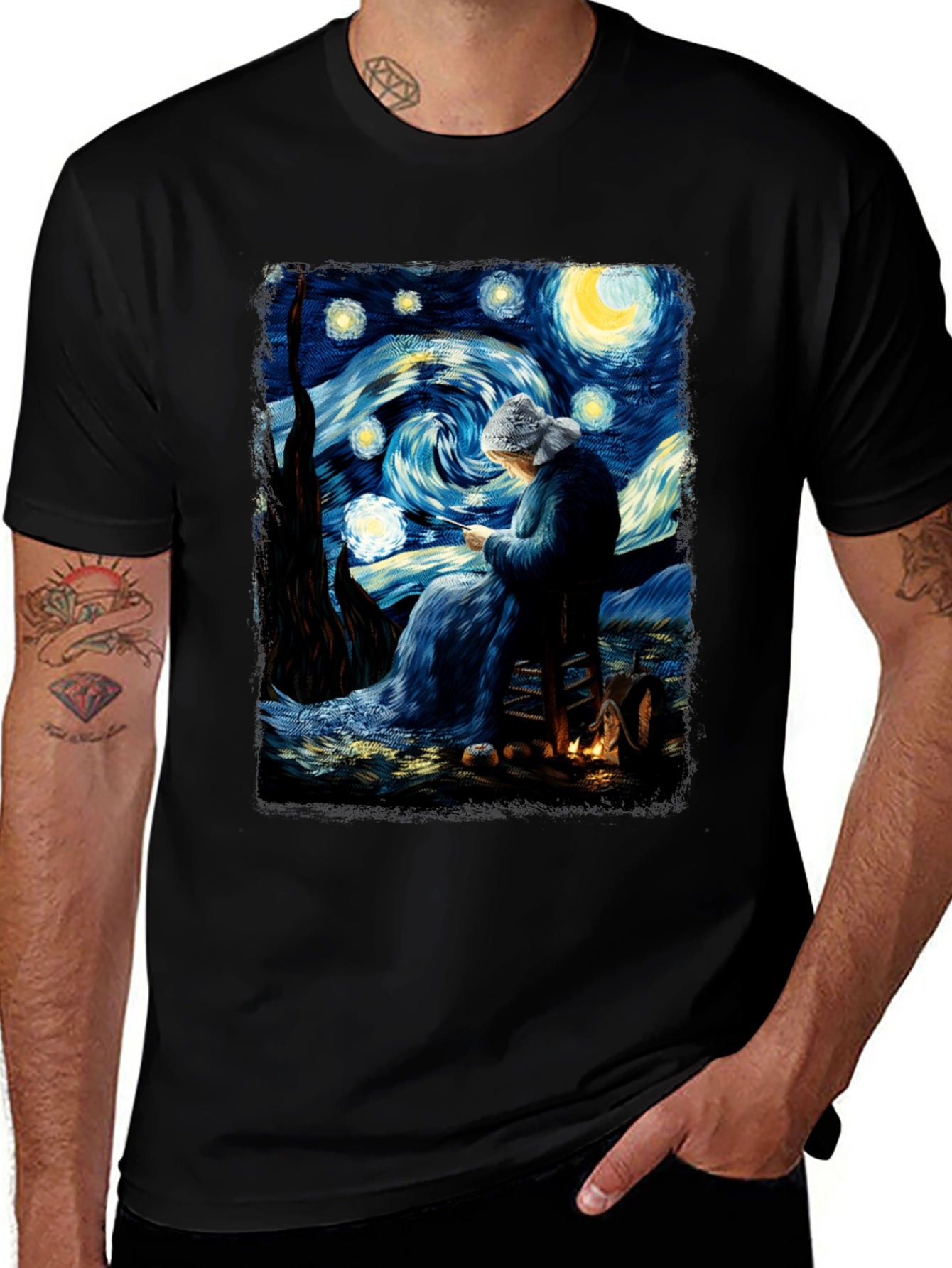 Starry Night Knitting T-Shirt