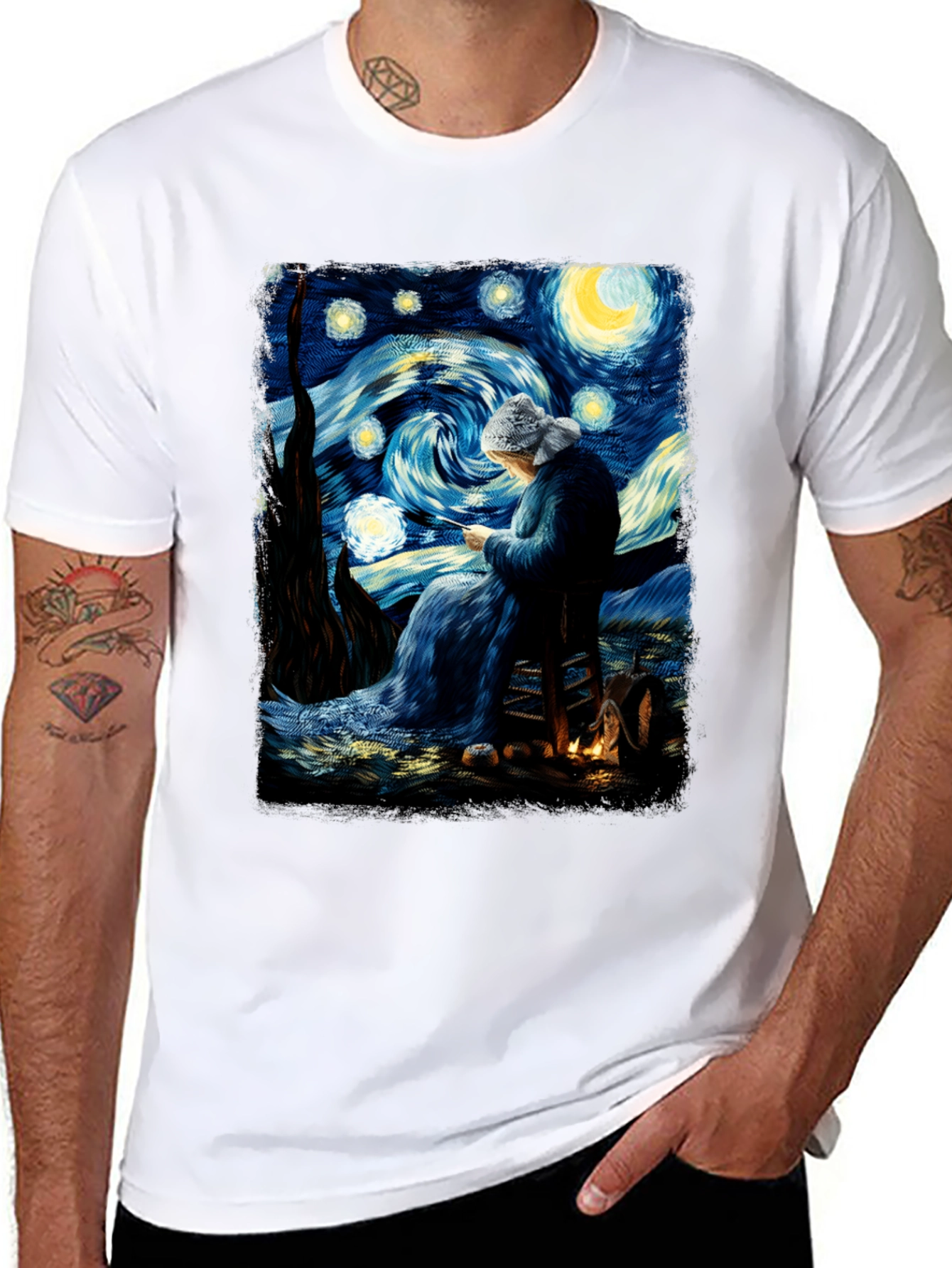 Starry Night Knitting T-Shirt