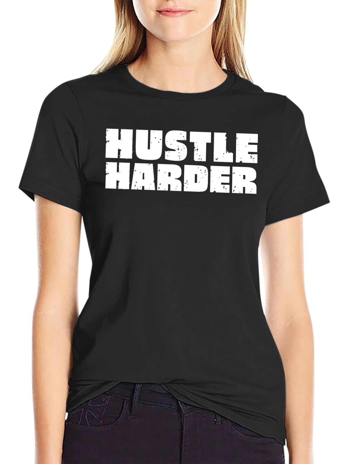 Hustle Harder Black Graphic Tee