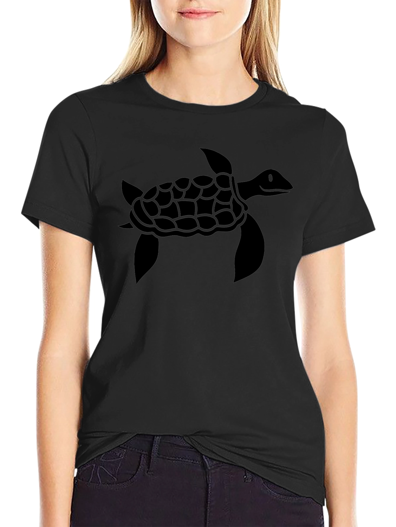 Sea Turtle Graphic Tee - Black Cotton Comfort