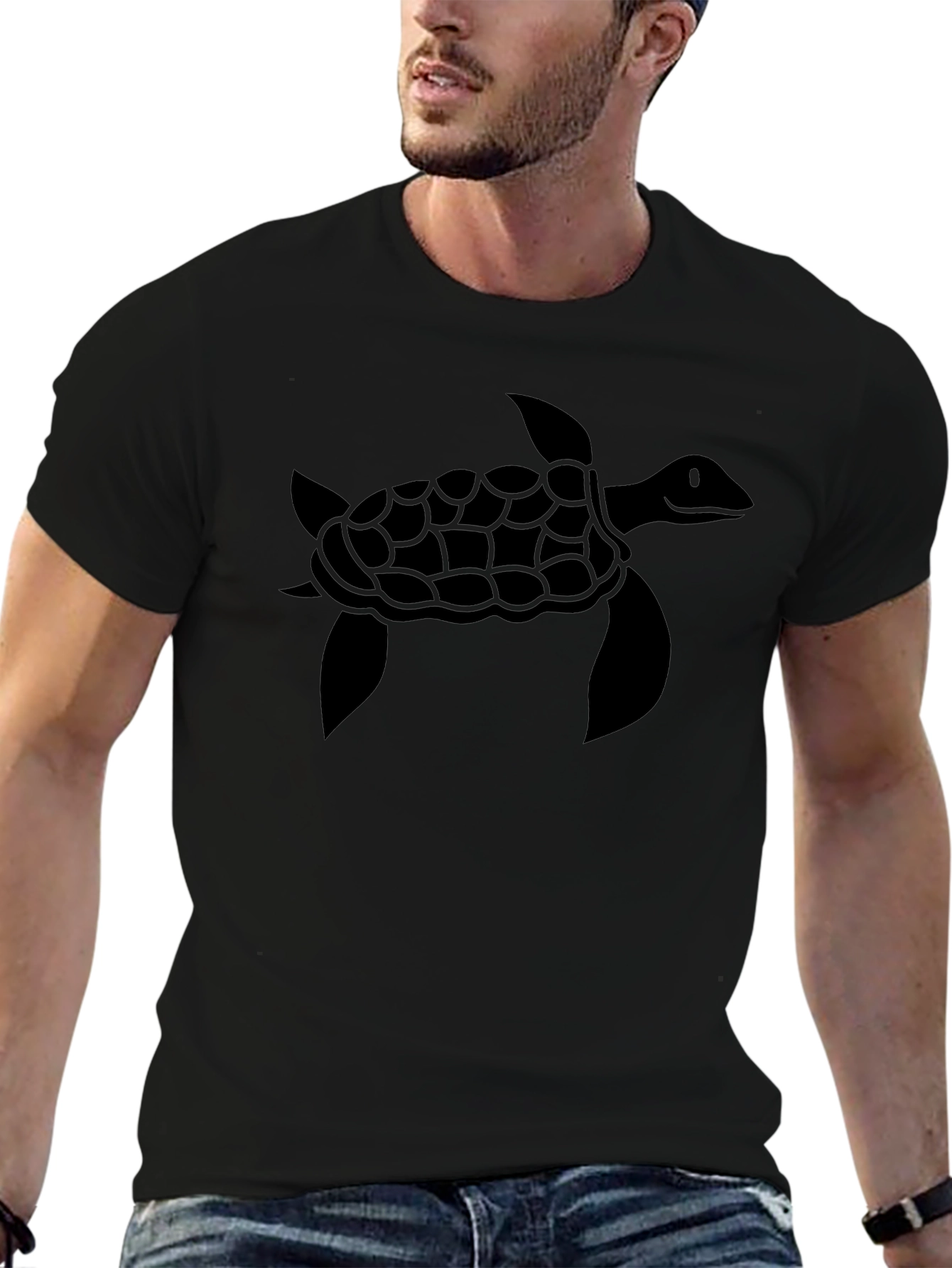 Sea Turtle Graphic Tee - Black Cotton Comfort