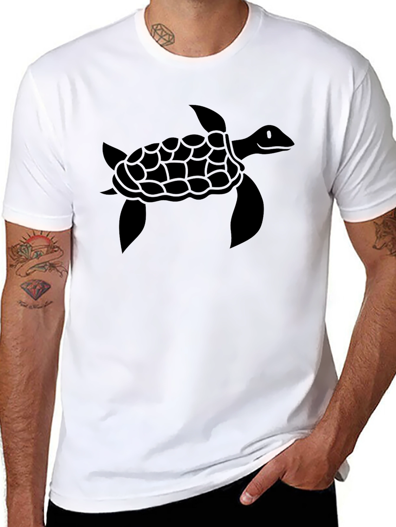 Sea Turtle Graphic Tee - Black Cotton Comfort