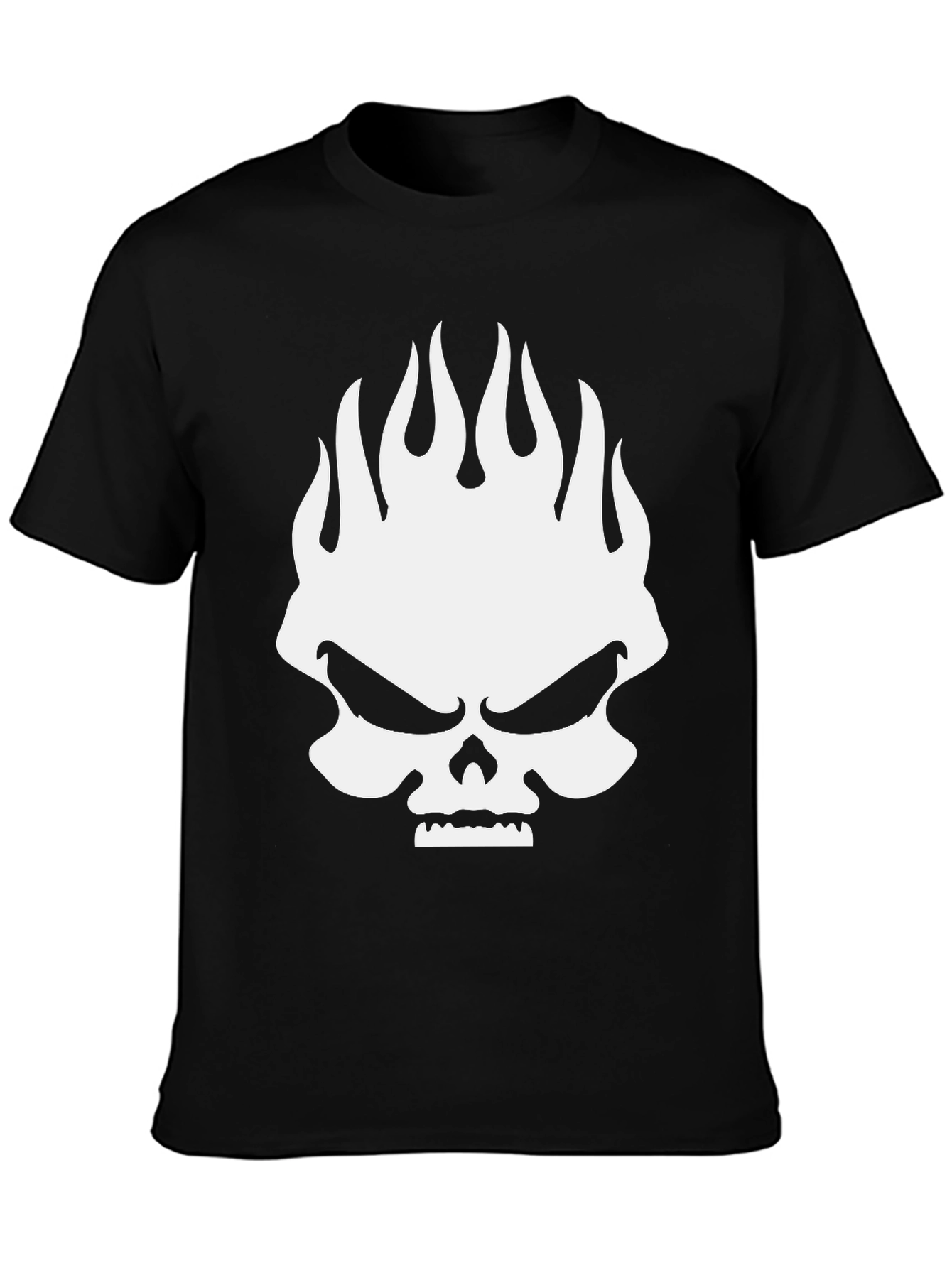 Skull Flames Graphic Print Mens Black T-Shirt