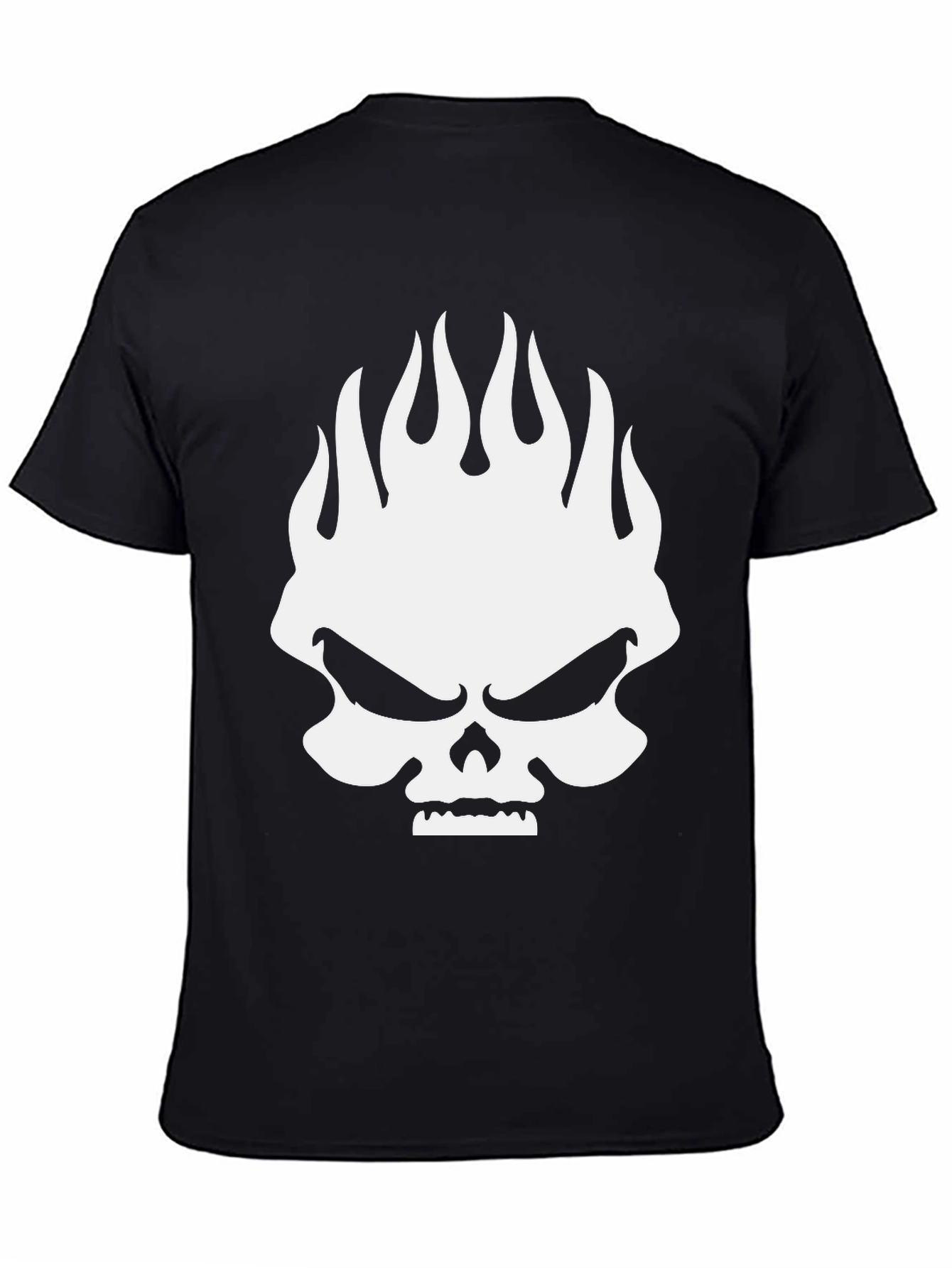Skull Flames Graphic Print Mens Black T-Shirt